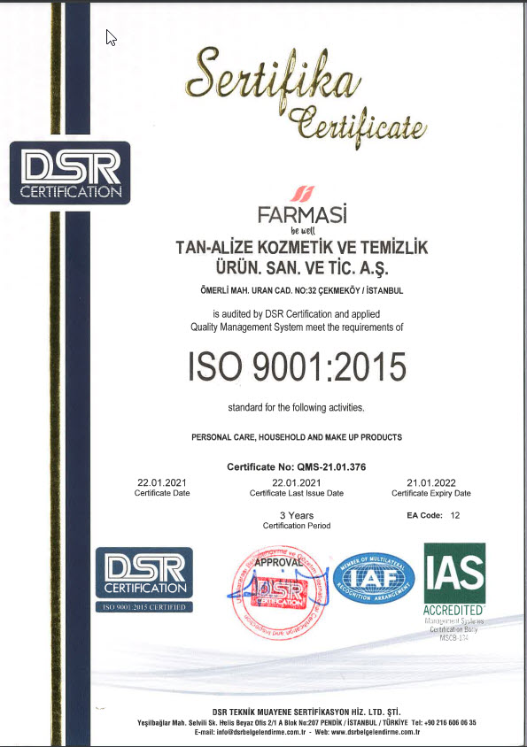 ISO Belgesi 9001